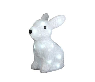 Lapin blanc extérieur noël lumineux 24 LED H26